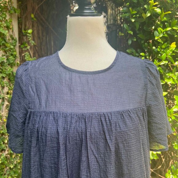 FRANCESCA’S Mi Ami Navy Babydoll Tiered Ruffled Lined Mini Dress Size S Boho - Picture 8 of 14